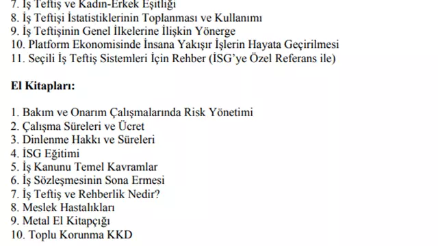 Bilgilendirici Materyaller İçerik Listesi